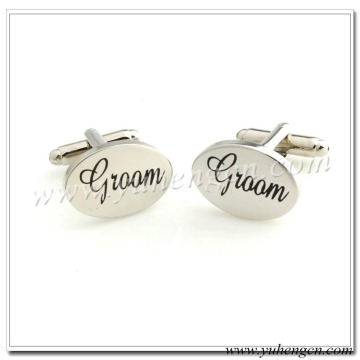 Elegant Oval Wedding cufflinks with Printing Titles of Groom
