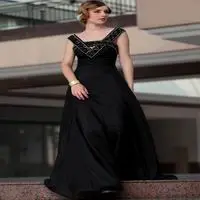 DORISQUEEN Sexy Black Plus Size Evening Formal Maxi Dress