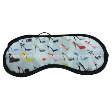 100% polyester satin travel eye mask, made of satin, sized 18.5*8.5cm, with printed logo