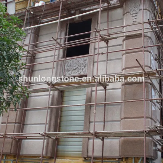 Light red granite wall cladding,wall carving stone