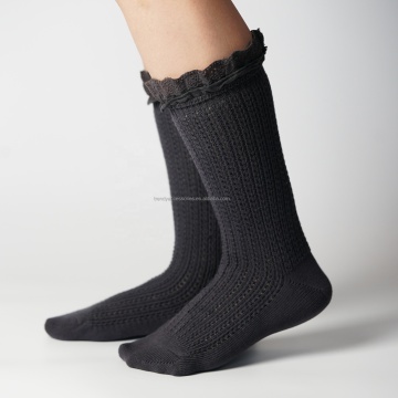 Calcetines de punta de moda OEM con brazalete de encaje y diseño de trabajo abierto
