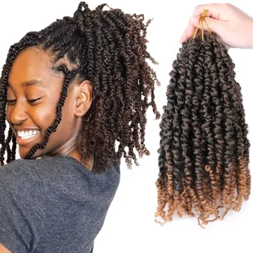 Short Curly Kinky Bomb Spring Twist Hair: 10 Inch Pre-Twisted Passion Twist Crochet Braids Extensions