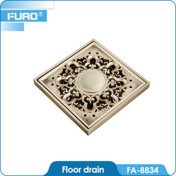FUAO golden brass anti-odor square bathroom floor drain