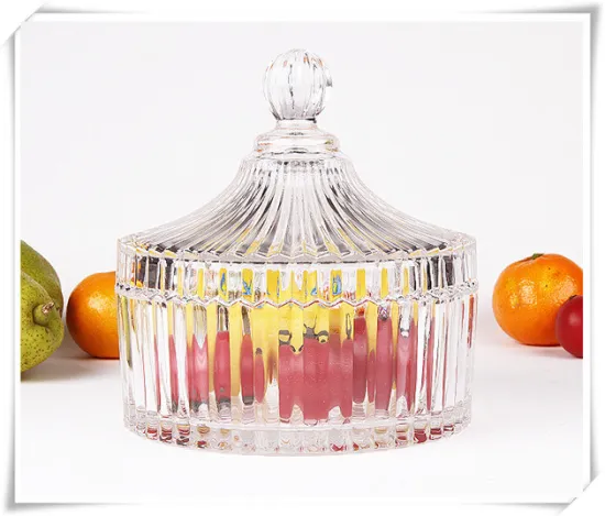 Unique Design Glass Candy Jar with Glass Lid Wholesale