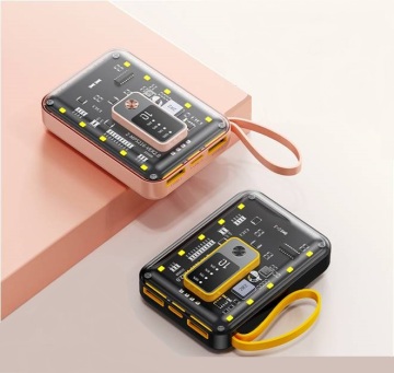Super fast charge Portable power source Transparent Mech punk style Input 2.1A Output 2.1A 10000mah Large capacity