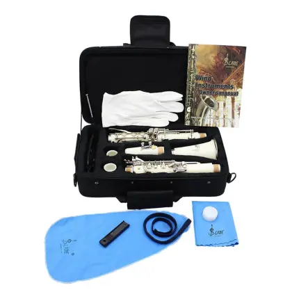 17-key Clarinet Abs Nickel-plated Buttons Double-barrel Excellent White Clarinet with Woodwind Musical Instrument Accessories