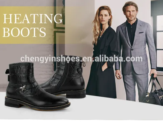 2017 Latest Wholesale electric heated men's genuine leather korean fashion boots