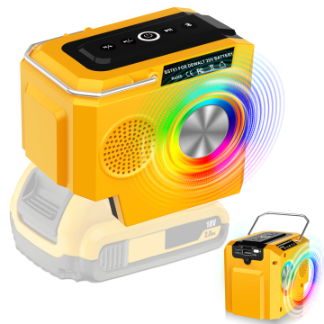 2024 Factory New Arrival BT Speaker Compatible with DeWALT 18V/20V/60V Max Batteries - USB-A/C Charging for Jobsite, Camping & Parties