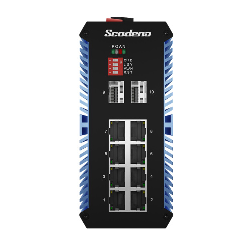 Industrial 10-Port Gigabit Unmanaged Etherent Switch with 8-PoE and 2-SFP