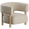 fauteuil minimaliste en laine vert olive arrondi pour le salon