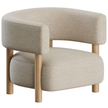 minimalist rounded olive green wool armchair for livingroom