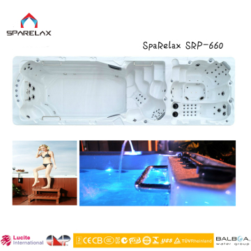 2016 Acrylic Swim Spa Pool Factory for Fiberglass 8 meters swim spa with 5 to 6 person Spa Zone outdoor intex swimming pool