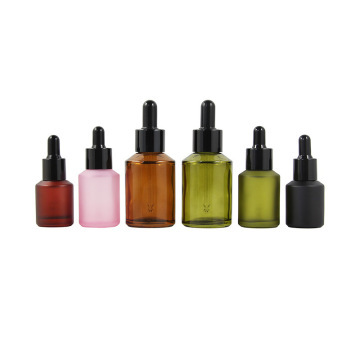 Botellas de aceite esenciales de Moq MOQ: botella de gotero de vidrio verde helado de 30 ml con tapa negra mate