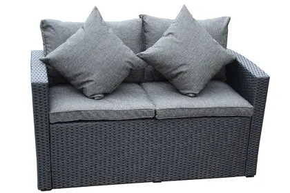 New design rattan double sofa with hold pillow/outdoor sofa