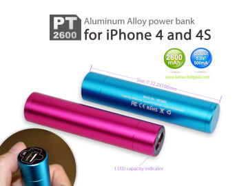 Red / Green / Brown 2600mah Stick Desgin Iphone Battery Extenders With Pc Usb Port