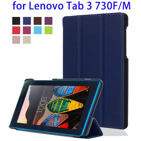 Slim 3-Flip Folio Leather Tablet Case for Lenovo Tab3 730F/M Back Cover
