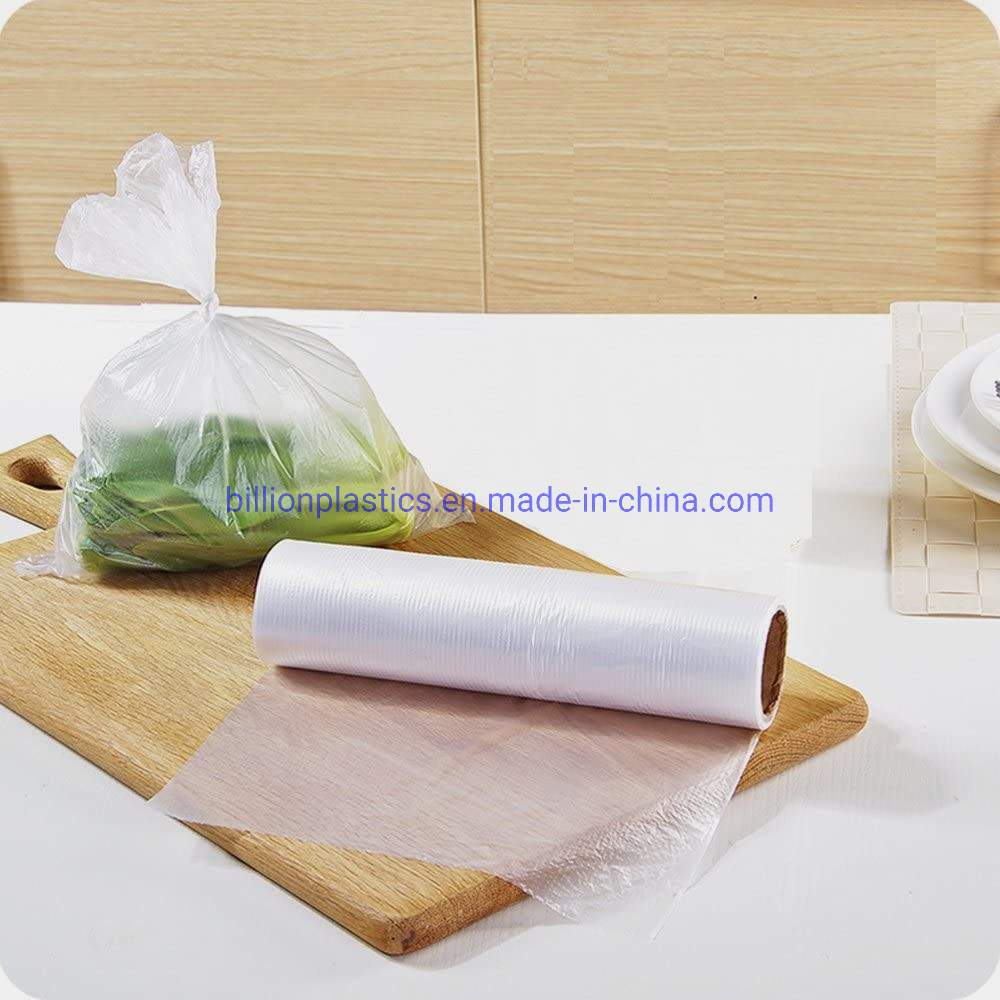 Disposable Plastic Produce Bag Transparent Fruits and Foods Bag on Roll