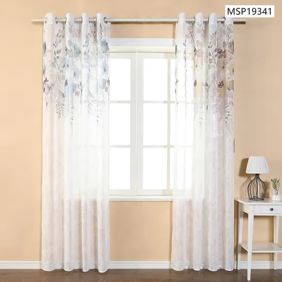 European & American Style Latest Design Garden Leaf Pattern Sheer Curtains for Living Room
