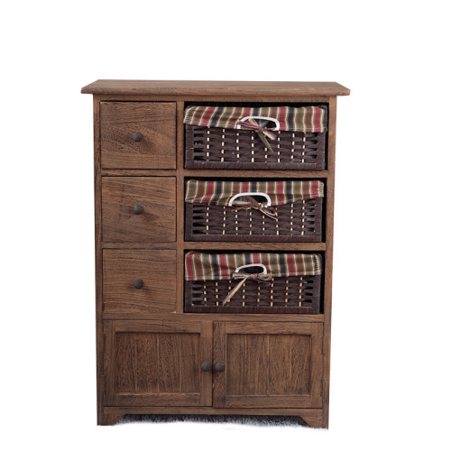 Chest Of Drawers Recyclable Wooden Storage Cabinet Wicker Basket Drawers Supplier