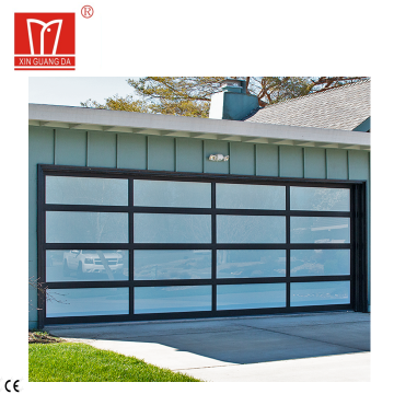 Modern Black Aluminum Alloy Frosted Glass Automatic Garage Door for Villas