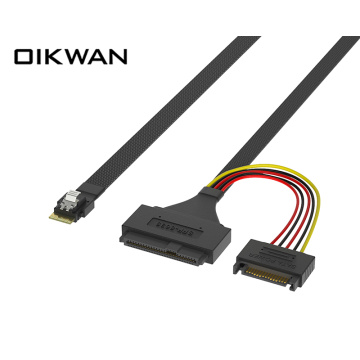 SLIMSAS SFF-8654 4I đến U.2 SFF-8639+Power 15p Sata