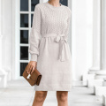 Women Crewneck Tunic Sticked Dress