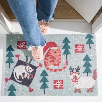 Christmas Digital Printing PVC Non-Slip Carpets and Rugs for Home and Bathroom