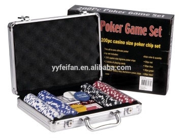 200pcs casino size poker chip set,sliver aluminum case