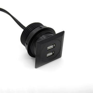 Black Recessed Socket With Dual USB Ports