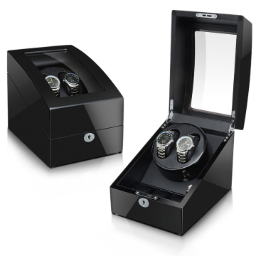 Double horloge winder met 3 zacht lederen kussen en LED automatische horloge wikkelingdoos