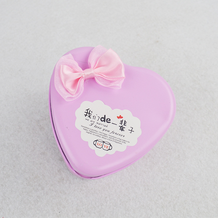 Bryllup Gift Bowknot Heart Tin Box