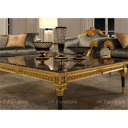 Royal Style Hand Made Marble Square Coffee Table - Luxury Home Decor Furniture