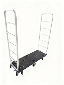 White six wheel logistics trolley
