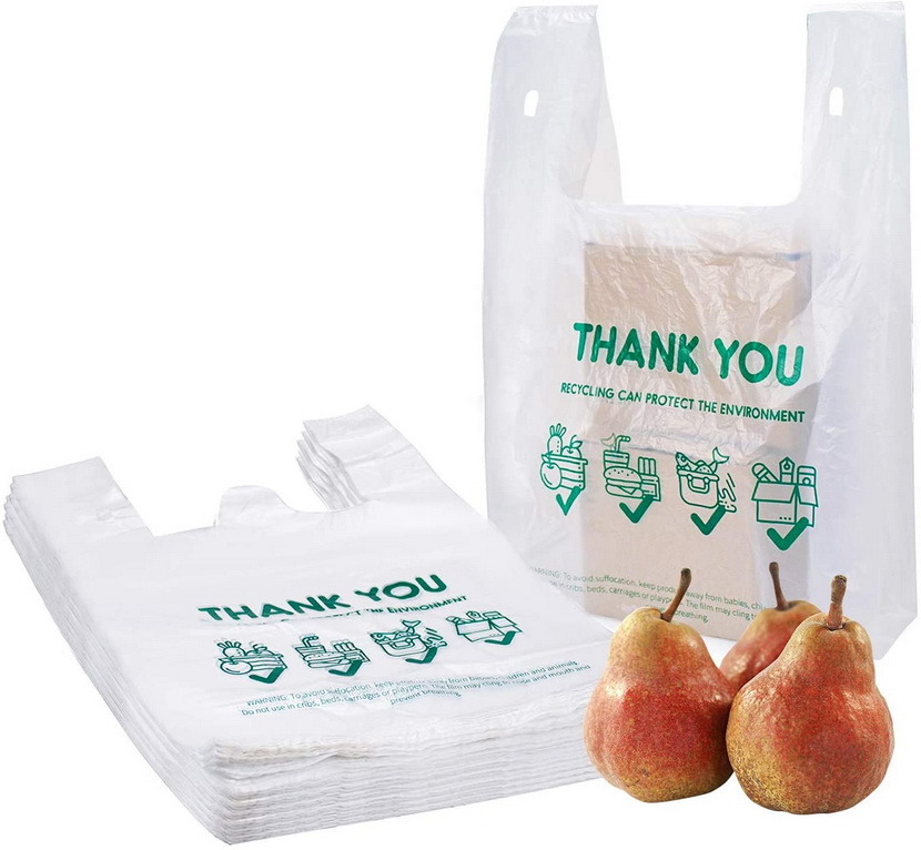 Reusable Plastic Grocery T Shirt Polythene Wholesale Carrier Bags with Logo Bulk