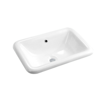 Rectangular White Semi Recessed Ceramic Bathroom Basin Sink with Cabinet