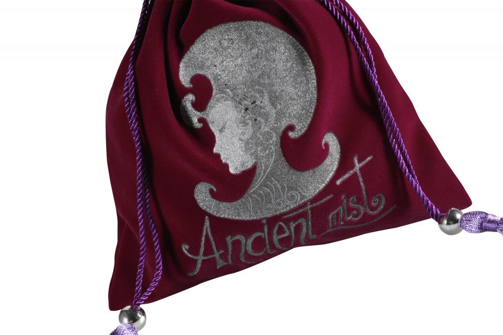 Purple velvet logo pouch with purple tassel 