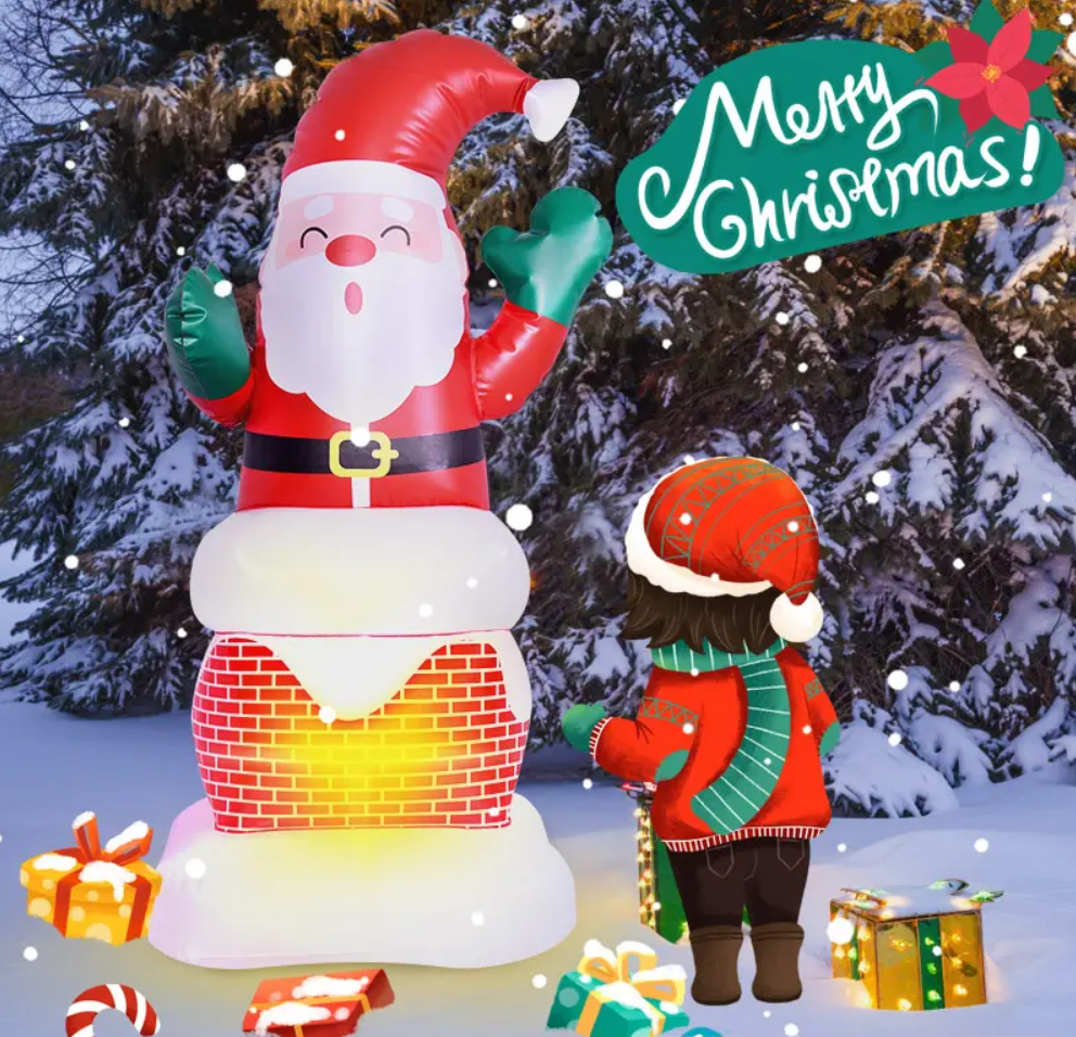 Inflatable plastic Santa decorations