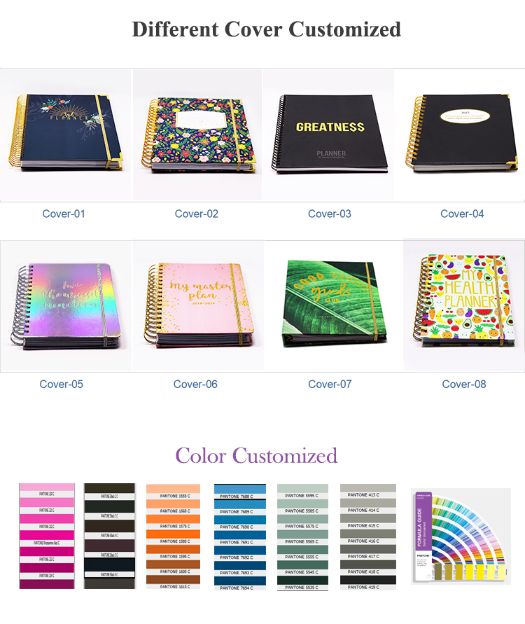 Custom 2022 2021 Daily Printing Design Schedule Spiral Planner Notebook Book Agenda Journal Logo