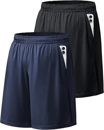 Men's athletic shorts with pockets and elastic waistband quick-drying sportswear workout shorts