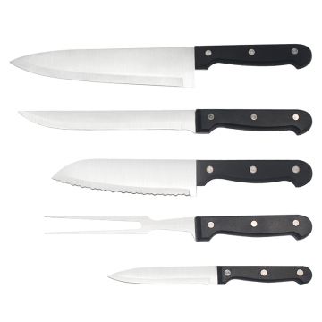 Ensemble de couteaux à viande barbecue en acier inoxydable avec une lame et des fourchettes polies