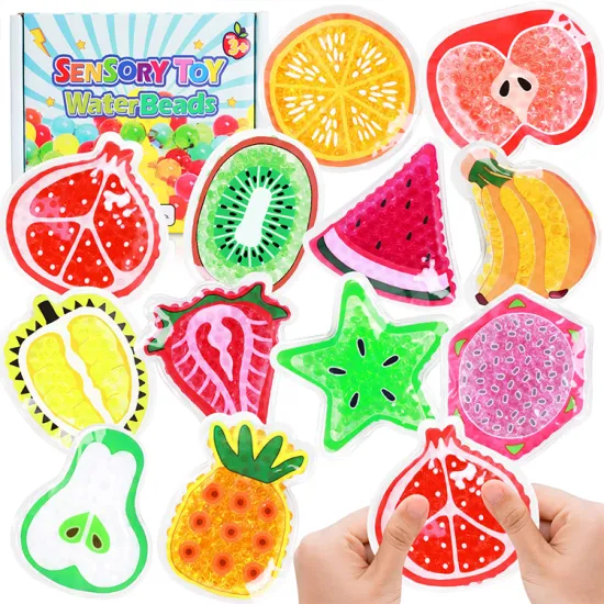 Multi-Purpose Sensory Toys: Fidget Stress Relievers and Learning Tools for Kids, Including Fruit-Shaped Silicone and Gel Bead Pads Suitable for Autism