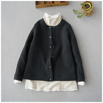 100% Cotton Knitted Women's Quilted Short Coat