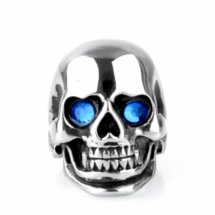 Europe style Titanium Crystal eye finger skull ring