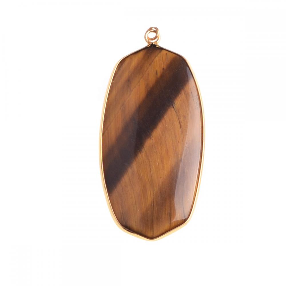 Gemstone Agate enveloppé Cooper Gold Stone Pendentif Natural Stone Rectangle Charm Pendeur pour la fabrication de bijoux de bricolage