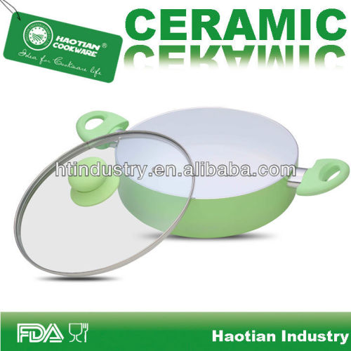 New design aluminum ceramic deep frying pan with soft touch handle