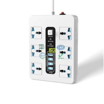 Intelligent Power Socket 4 USB Plug-in Power Strip for Southeast Asia and Europe
