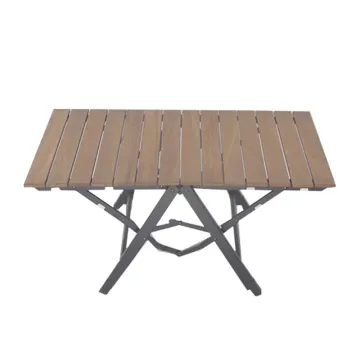 Camping Desk: Portable Foldable Wood Grain Aluminum Pole Table