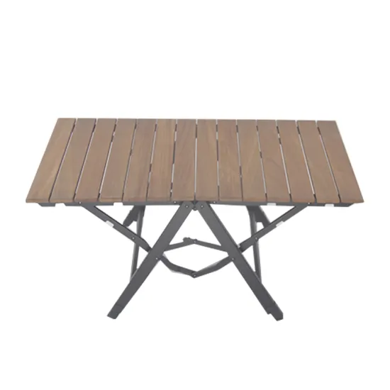 Camping Desk: Portable Foldable Wood Grain Aluminum Pole Table