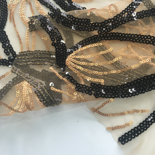 Popular Black Gold Geometry Sequin Embroidery Fabric