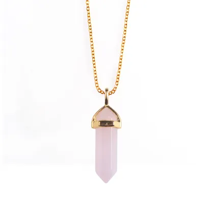 Gold Plated Hexagon Rose Crystal Pendant Necklace for Girl Designs Jewellery Pendulum